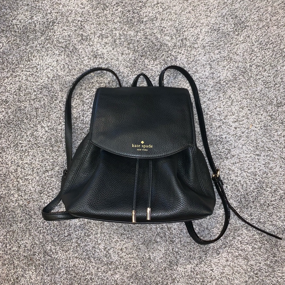 Kate Spade small black leather backpack